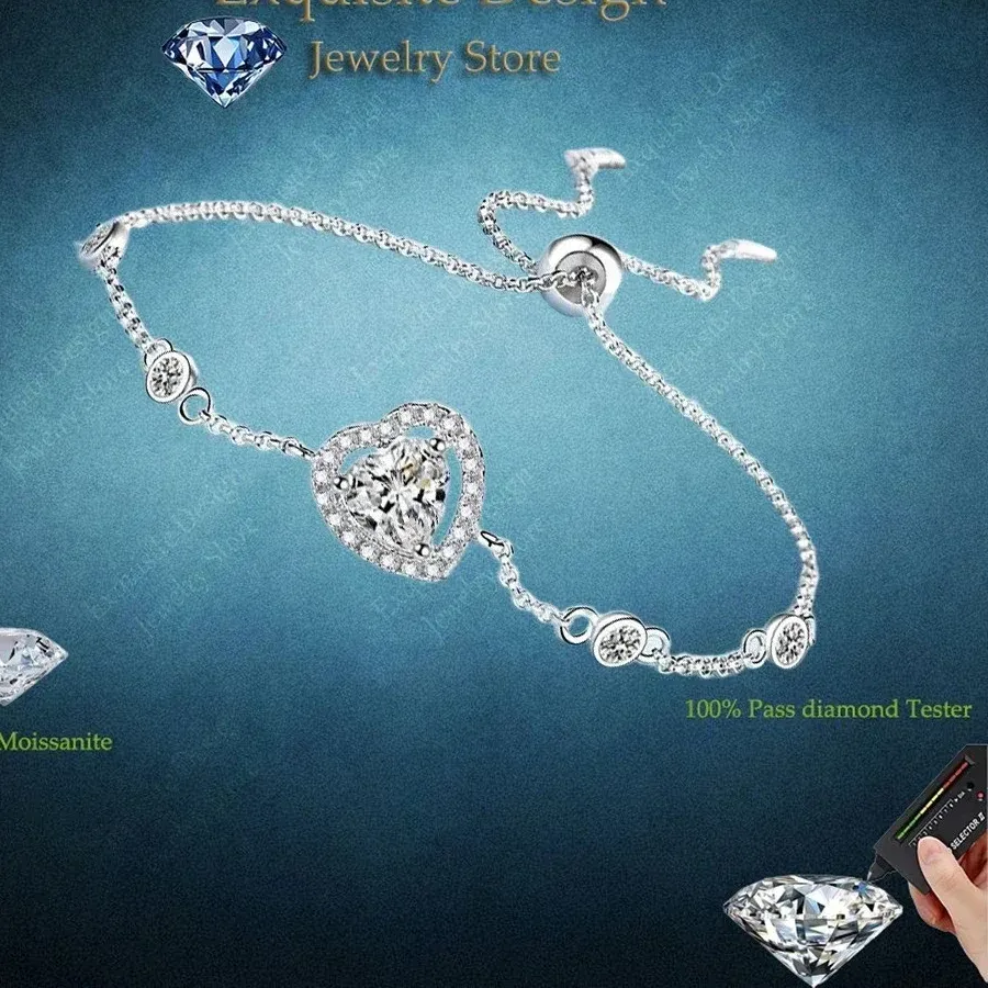 Authentic Celestial Harmony: White Blue Moissanite Bracelet for Love & Protection