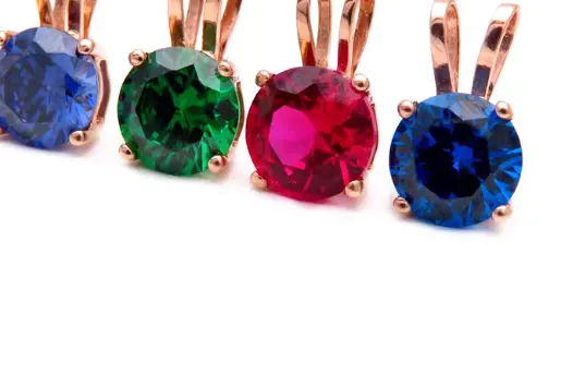 Authentic 14k rose gold pendants colorful zircons pendant 585 rose gold jewelry