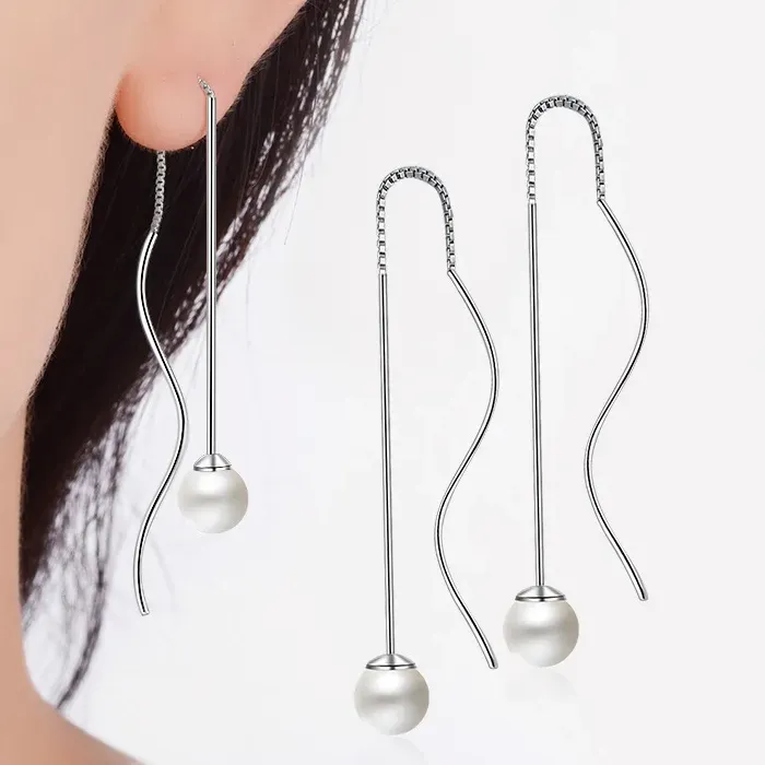 Authentic Siren's Whisper: Wave-Rotation Silver and Pearl Dangle Talismans