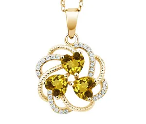 Authentic The Sunlit Spiral: 925 Silver and Gold-Plated Citrine Heart Pendant