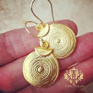 Authentic Whispers of the Spiral: Celestial Harmony in 22K Matte Gold Earrings