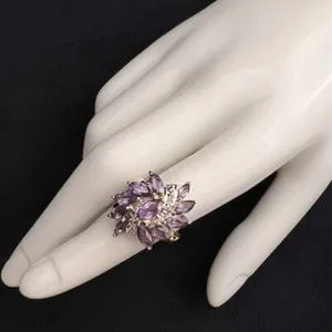 Authentic The Celestial Helix Sapphire and Diamond Ring in Radiant Gold-Plated Sterling Silver Size 5