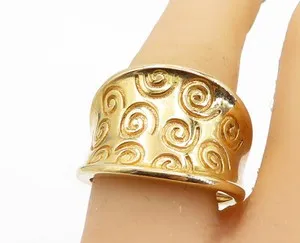 Authentic The Golden Vortex: 925 Silver Spiral Concave Band Ring
