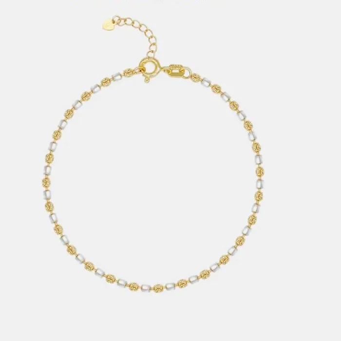Authentic Geezenca Italian Jewelry 925 Silver Two Tone Hexagonal Cylinder Beads Chain Bracelet Chic Shiny Bracelets For Her