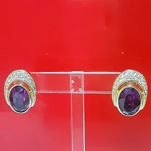 Authentic Amethyst Crystal Guardians: Dior's Sacred Gold Earrings