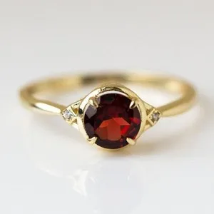 Authentic The Eternal Flame: 18k Gold Plated Lab-Grown Garnet Talisman Ring