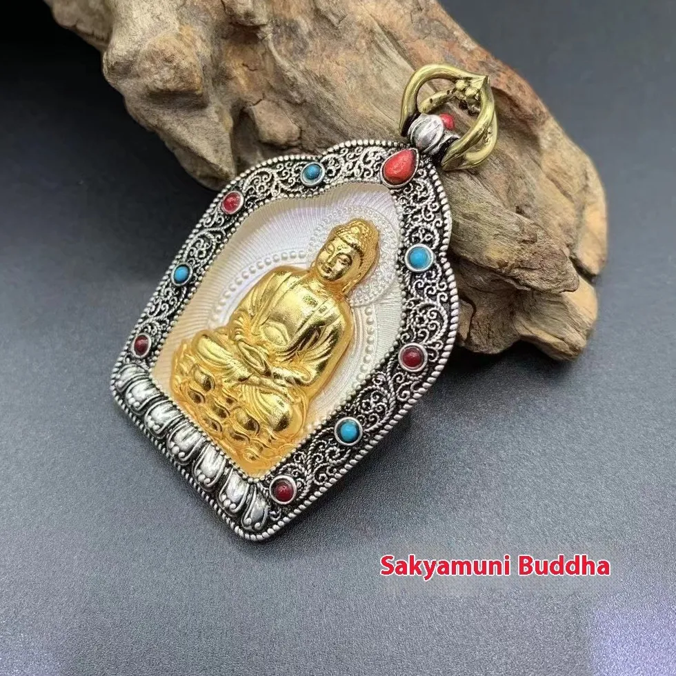 Authentic The Celestial Pantheon: Sacred Gold-Plated Tibetan Buddha Amulet