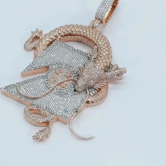 Authentic 4Ct Round Cut Real Moissanite Customize Butterfly Pendant 14K Rose Gold Plated