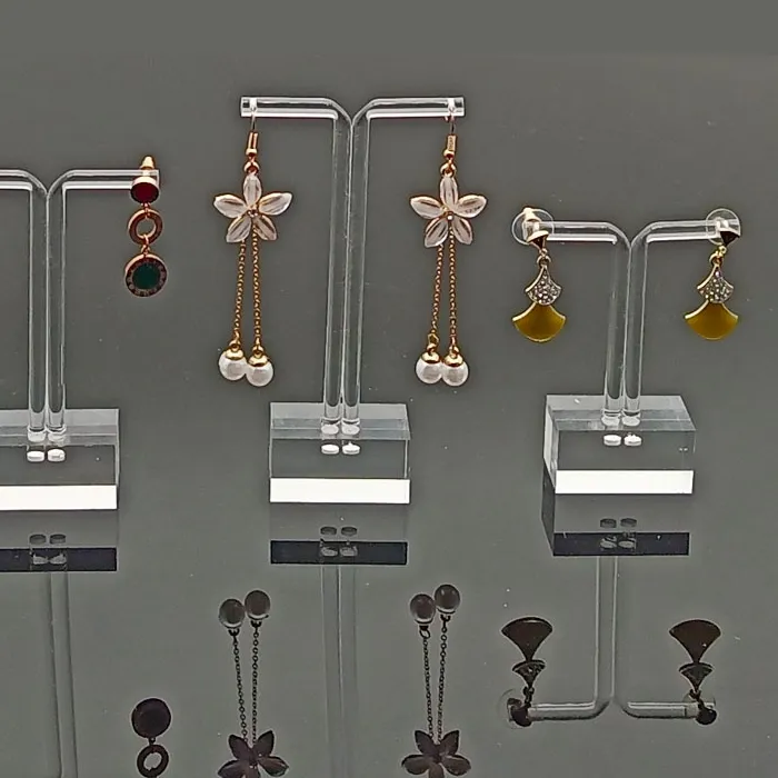 Authentic New Acrylic Clear Countertop T-Bar Earrings Jewelry Display Stand Holder Hanging Organizer for Necklaces Bracelet Earrings Props