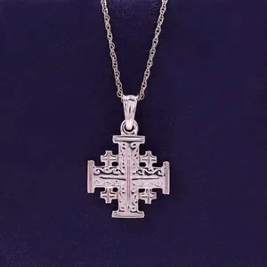 Authentic The Celestial Crusader: 14K Rose Gold Plated Jerusalem Cross Talisman
