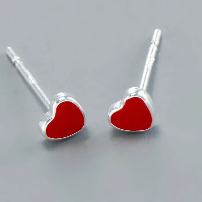 Authentic Reeti 925 Sterling Silver Red H Stud Earrings 2018 Trend Personality Lady Jewelry