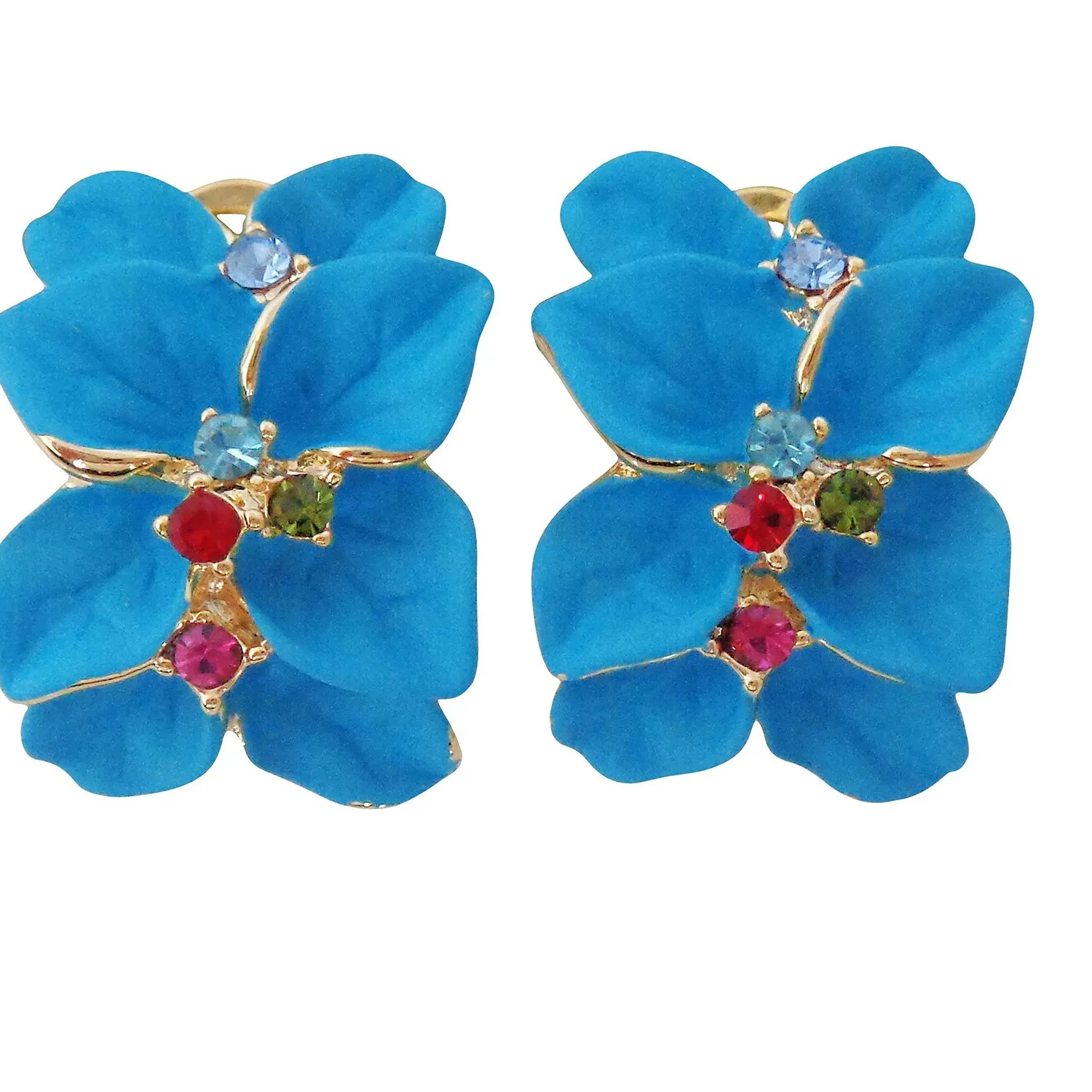 Authentic Azure Oasis: 18k Gold Plated Enchanted Flower of Serenity