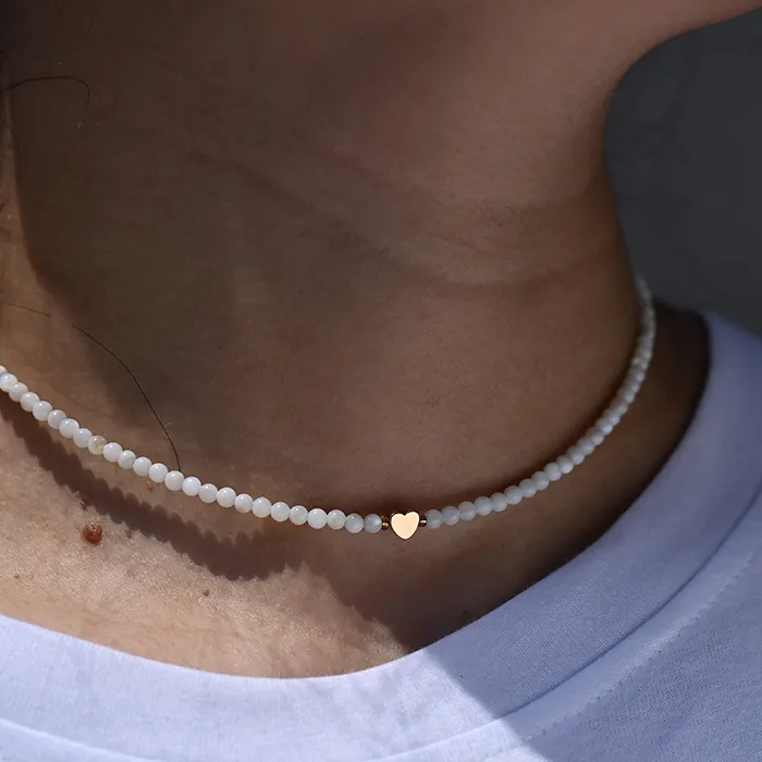Authentic Moon Natural Shell Beads Heart Choker Necklace Star Collares Para Mujer