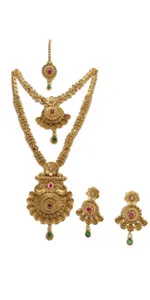 Authentic Eternal Glow: 1g Gold‑Plated Wedding Necklace Set for Women & Girls