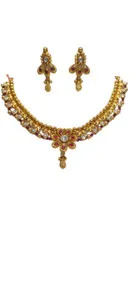 Authentic Celestial Harmony - 1 Gram Gold Plated Wedding Necklace Set for the Modern Bride