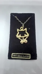 Authentic Feline Protection & Devotion: Golden Cat Head Bowt Pendant
