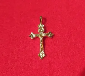 Authentic 14KT GOLD PLATED RELIGOUS CROSS CRUCIFIX CHARM PENDANT - 2043
