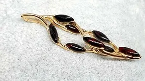 Authentic Baltic Amber Pendant-Cherry/Dark Red-925 Sterling Silver-14K Gold Plated