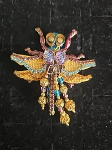 Authentic Wings Of Golden Enchantment The Articulated Dragonfly Talisman Brooch