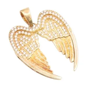 Authentic Celestial Gold‑Plated Angel Wings Pendant – 925 Silver with Sparkling Zirconia