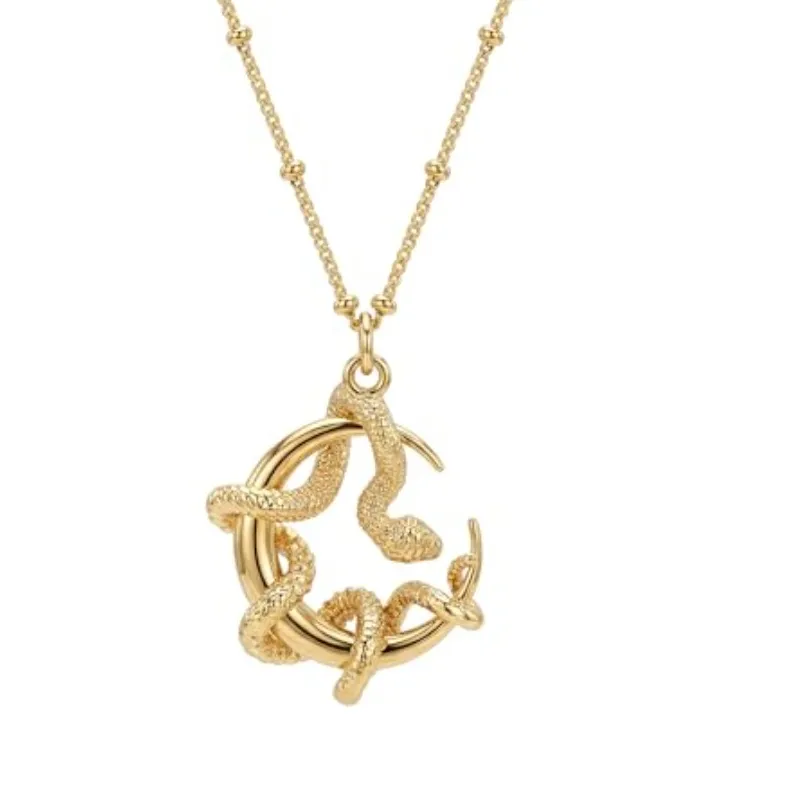 Authentic Fettero Animal Necklaces for Women 14K Gold Plated Charm Snake Necklace Elephant Bird Cat Butterfly Pendant Cute Dainty Necklac