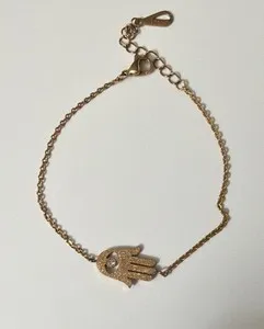 Authentic 18k Rose Gold Plated Adjustable Hamsa Hand Charm Bracelet
