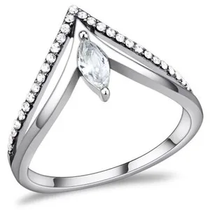 Authentic Starlit Wishbone Ring – Marquise Moissanite & Silver, 14K White Gold Plated