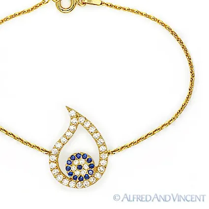 Authentic The Azure Aegis: Hamsa and Nazar Sacred Silver Bracelet