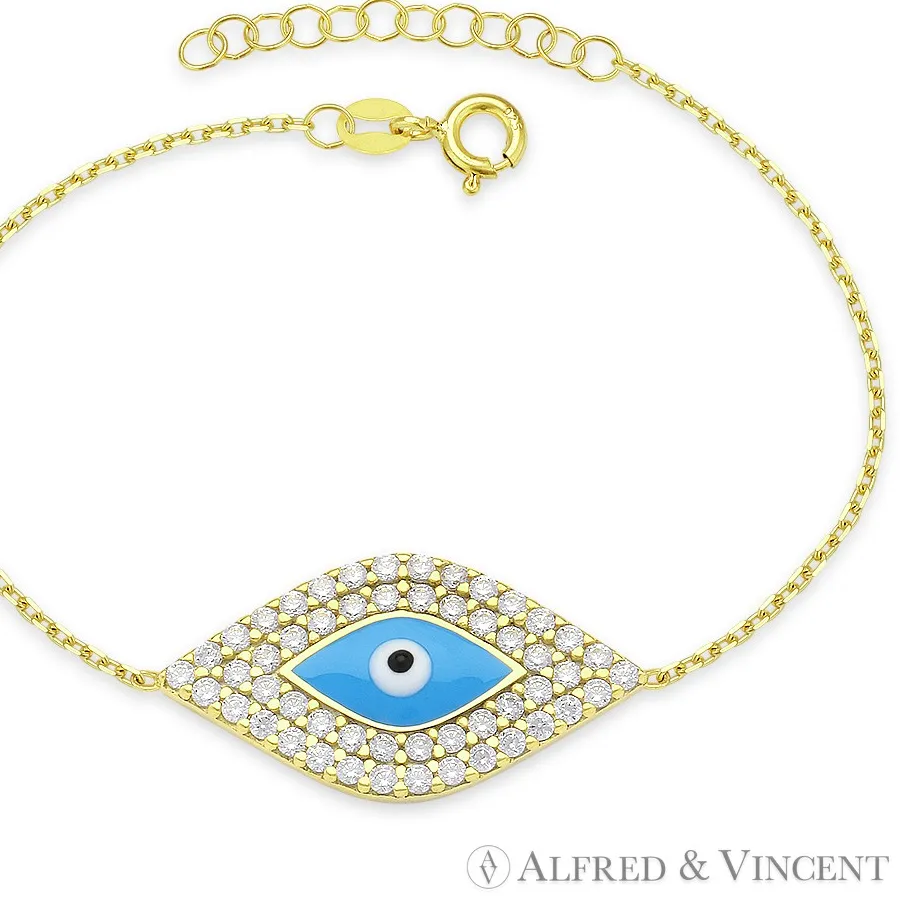 Authentic Evil Eye Turkish Nazar Greek Hamsa Kabbalah Charm Crystal & Bead Silver Bracelet