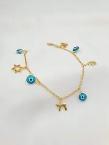 Authentic Celestial Shield: Evil Eye, Star of David & Hamsa Silver Bracelet