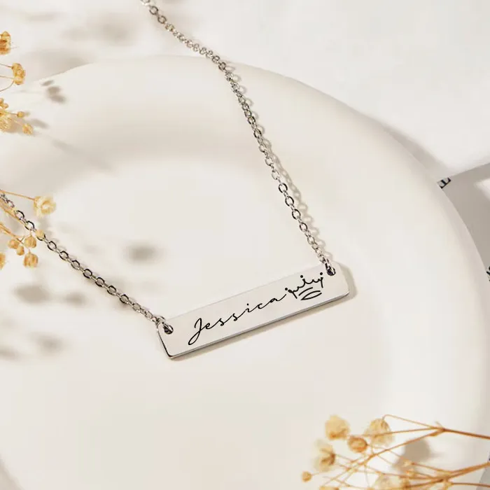 Authentic Bar Name Necklace Name Plate Necklaces Custom Necklace Personalized Unique Holiday Engraved Name Necklace Handmad