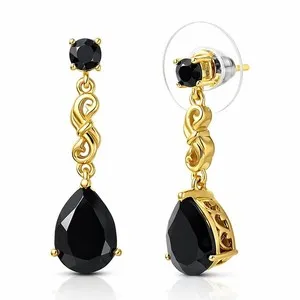Authentic Midnight Crown: Black Spinel Earrings Adorned in Golden Sanctum