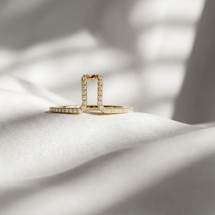 Authentic Celestial Moissanite Eternity Band – Gold-Plated Guardian for the Oura Ring
