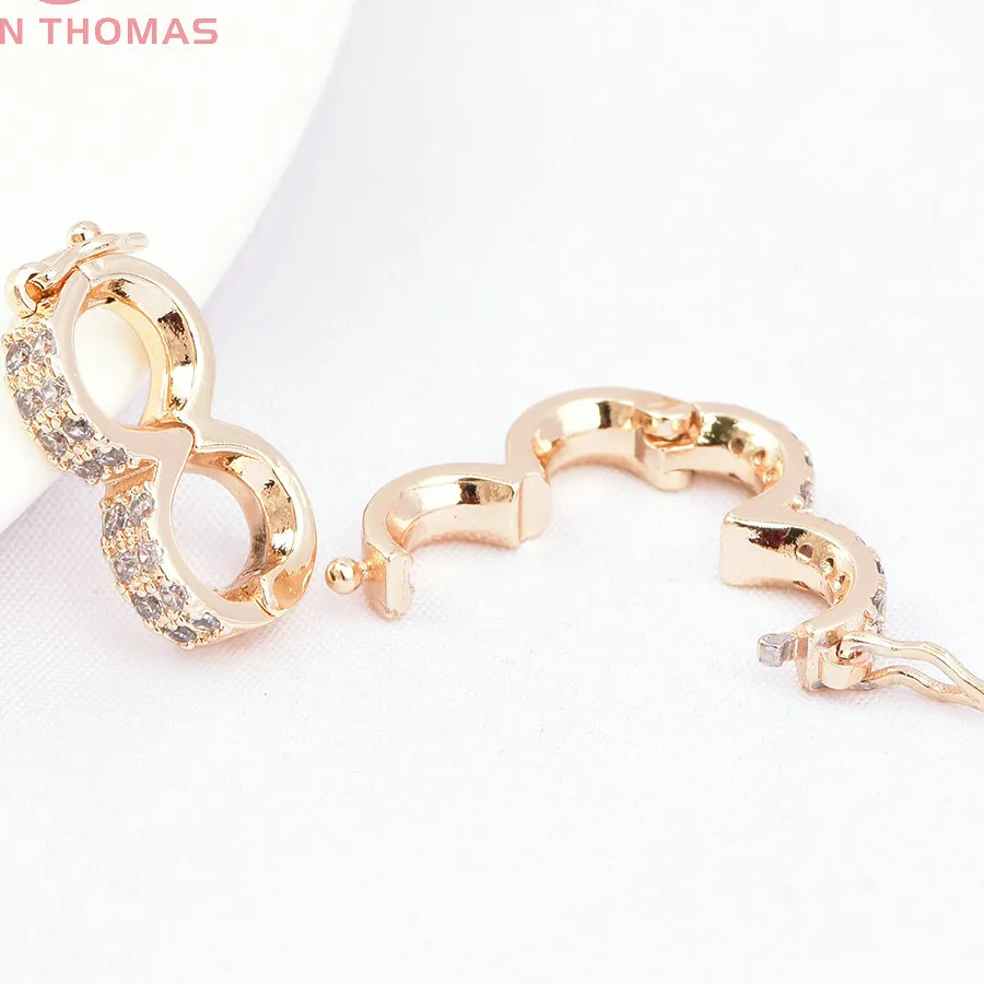 Authentic (7173) 2PCS 8x6MM 24K Gold Color with Zircon Bracelet Charms Connector Clasp High Quality Jewelry Accessories