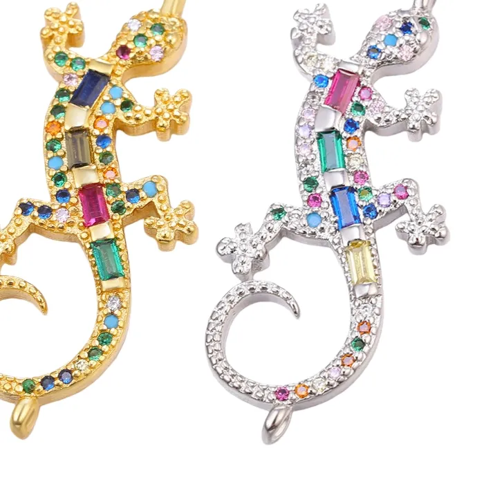 Authentic Radiant Emerald Geckos - 18K Gold Plated Talismanic Connectors of Regeneration and Fortune
