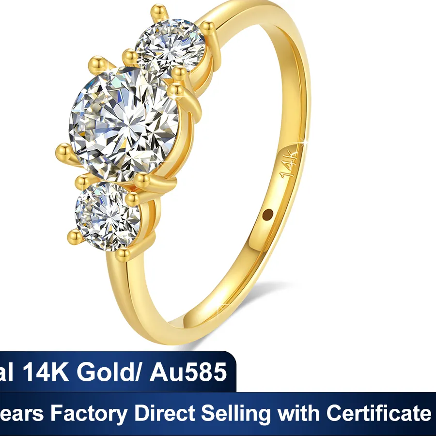 Authentic The Triad of Light: 14K Gold and Moissanite Sacred Union Ring