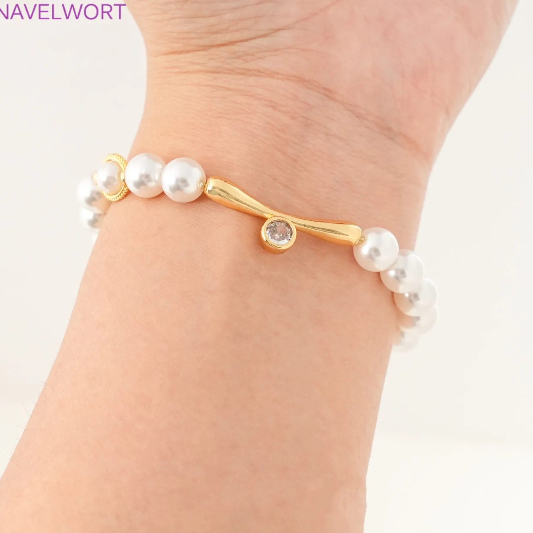 Authentic 18K Gold Plated Brass Curved Tube Spacer Beads With Charms,Separators For Beads,Tube Beads Connector DIY Bracelet Accessories