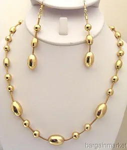 Authentic Radiant Solar Harmony Gold Plated Bead Necklace and Earring Set