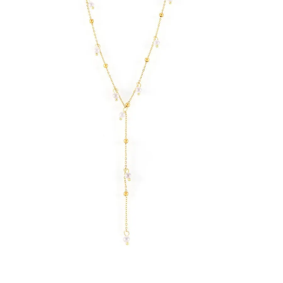Authentic 18K Gold Plated Freshwater Pearl Lariat Necklace