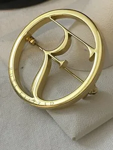 Authentic Rosa Faizzad Signature 14K Gold-Plated Brooch of Radiant Elegance