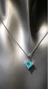 Authentic The Azure Tide Solitaire Pendant in Radiant White Gold Plate
