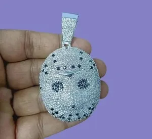 Authentic Illuminated Shield of Light: 2Ct Round Cut Moissanite Hockey Mask Pendant