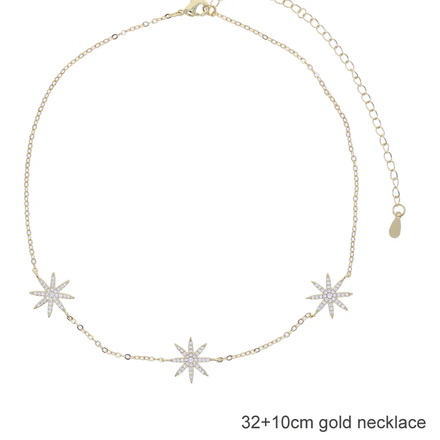 Authentic 2025 Luxury Sexy Women Long Chain Micro Pave Cz Star Northstar Charm Link Chain Y Lariat Necklace Choker Jewelry