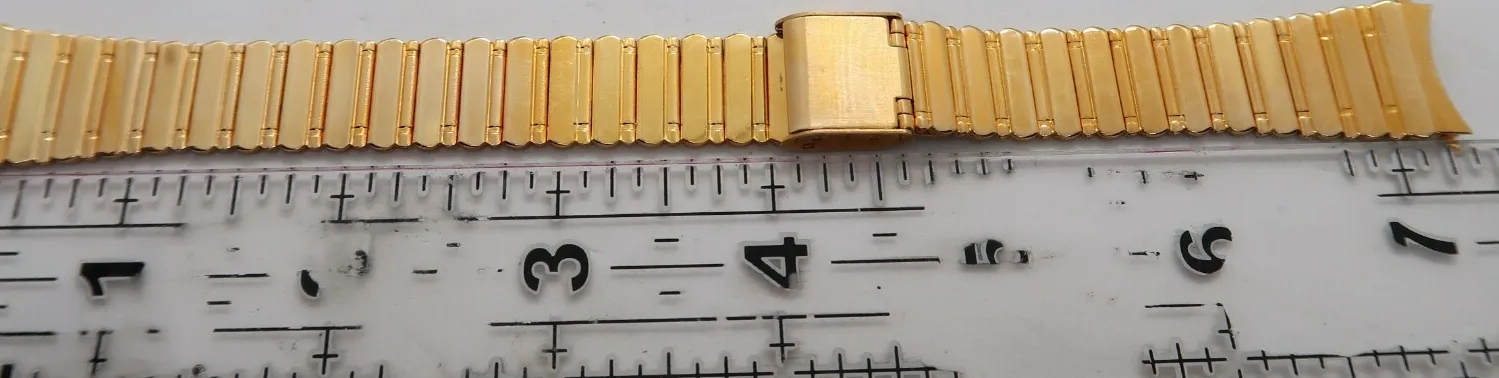 Authentic BEAR,Gold Plated,Curved End,18mm,Adjust Bracelet MEN'S WATCH BAND,Mint B18-77