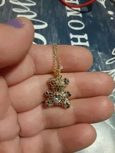 Authentic 18k Gold Plated Stainless Steel CZ Bear Necklace