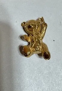 Authentic 1978 Franklin Mint 75th Anniversary Teddy Bear Pendant Charm 24K Gold Plated 
