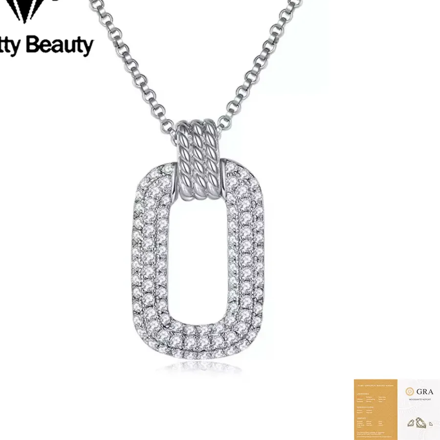 Authentic Moonlit Serenade: Oval Cutout Silver Moissanite Pendant for the Modern Siren