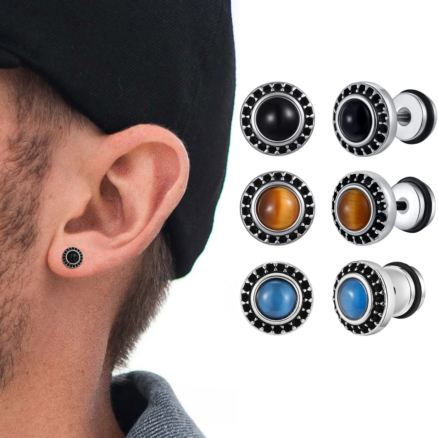 Authentic Golden Eye of the Earth: Tiger Eye Talisman Studs