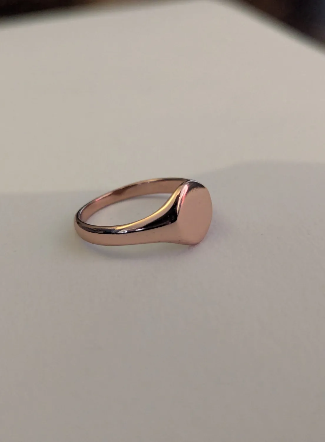 Authentic 22ct Rose Gold Plated Sterling Silver Traditional Signet Ring | Size T