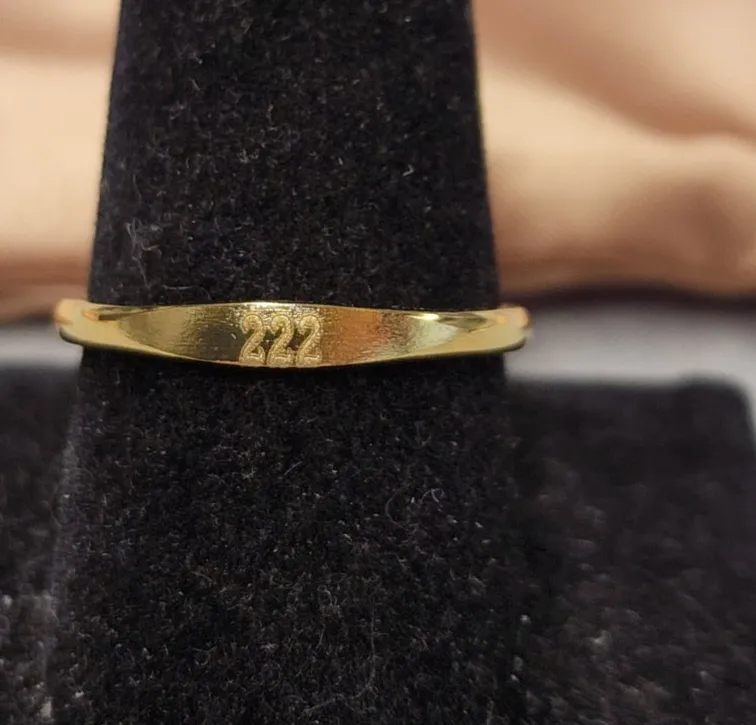 Authentic Louise Carter 14K Gold Plated Angelica Angel Number 222 Signet Ring sz 9.5